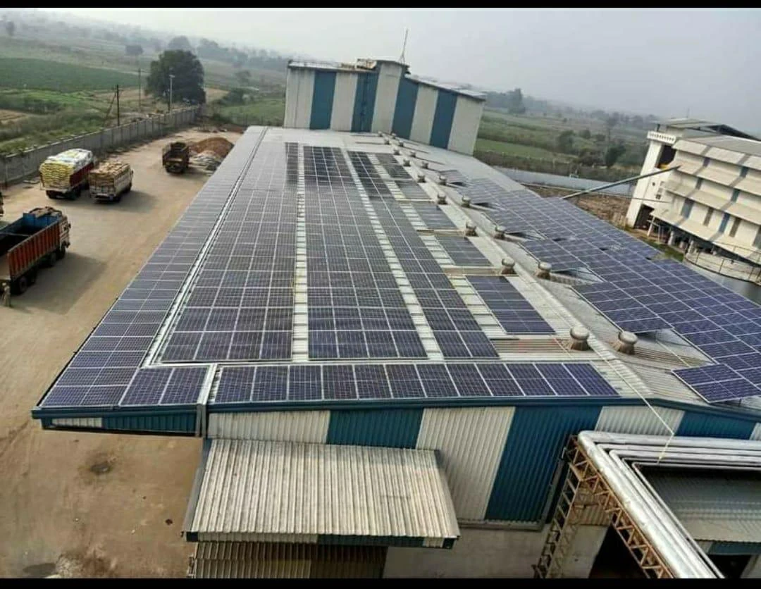 Completed rooftop solar installation on a commercial building
