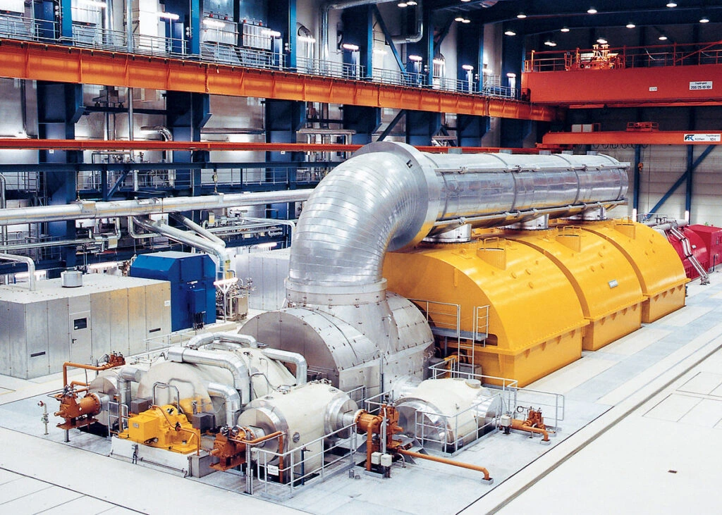 Industrial steam turbine generator hall